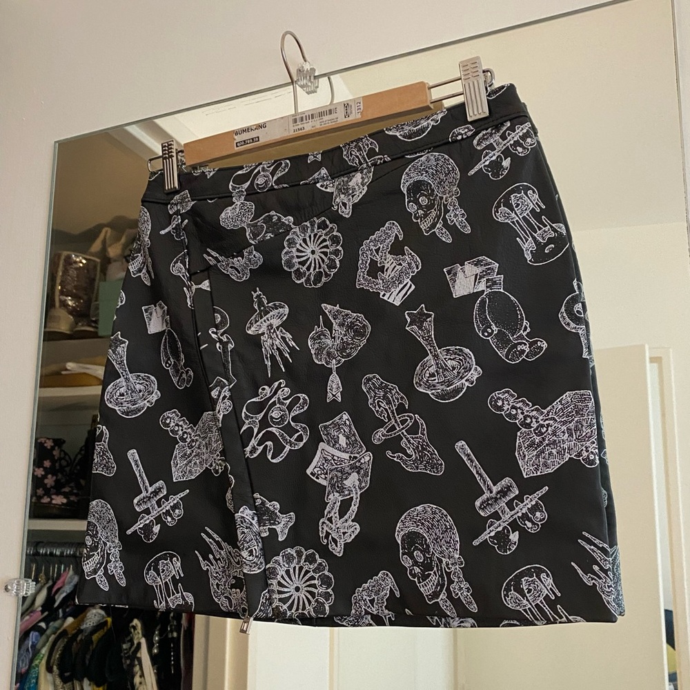 Zadig & Voltaire Leather Graphic Skirt